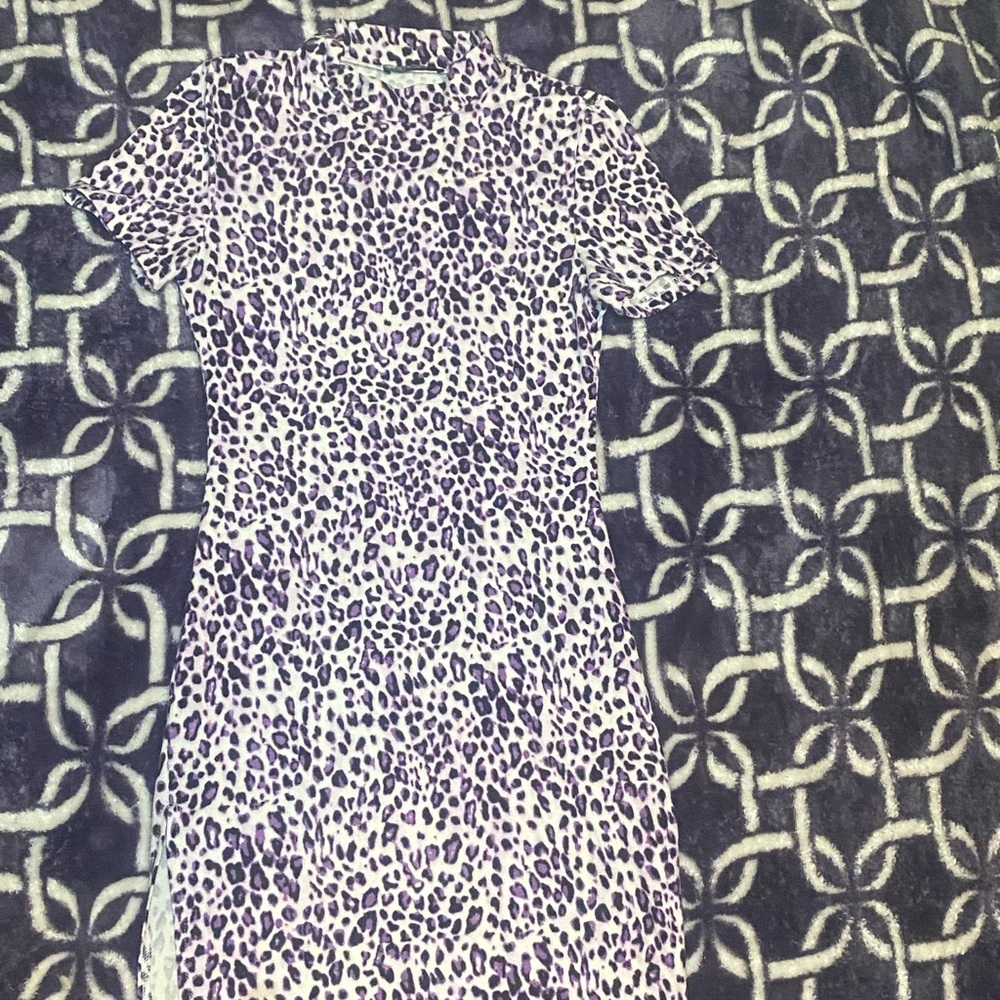 SHEIN Purple Leopard Print Mini Dress